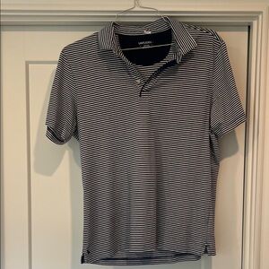 UNTUCKit Men's Navy and White Striped Polo Shirt, M